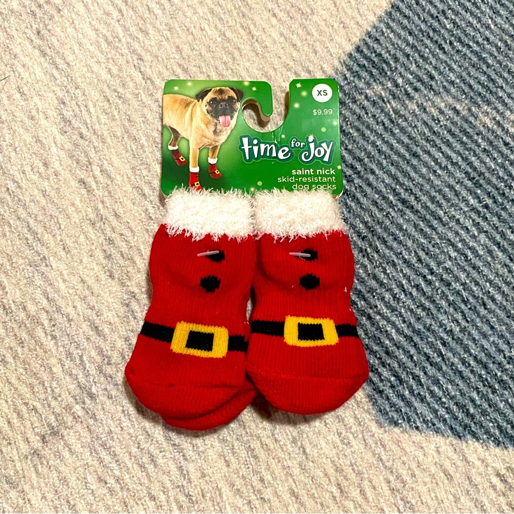 Time for Joy Saint Nick Skid Resistant Dog Socks